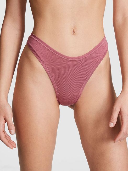 Victoria's Secret PINK Soft Begonia Pink Cotton Thong Knickers