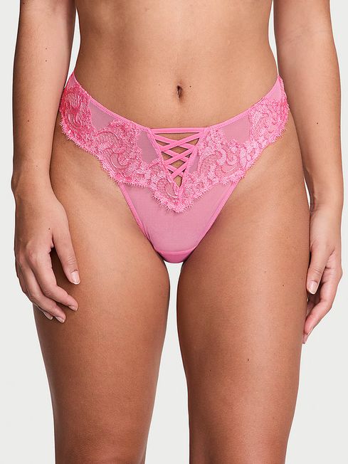 Victoria's Secret Tickled Pink Boho Floral Brazilian Embroidered Knickers