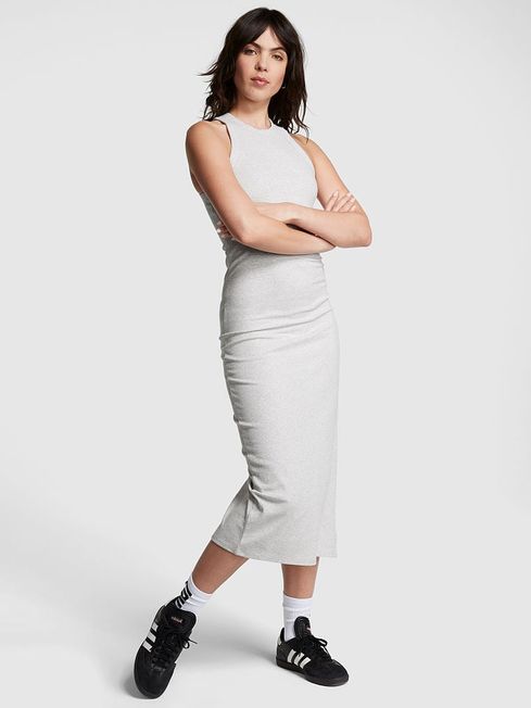 Heather Stone Grey Ribbed Midi Dress Victoria s Secret Ireland