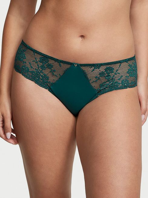 Victoria's Secret Black Ivy Green Lace Hipster Knickers