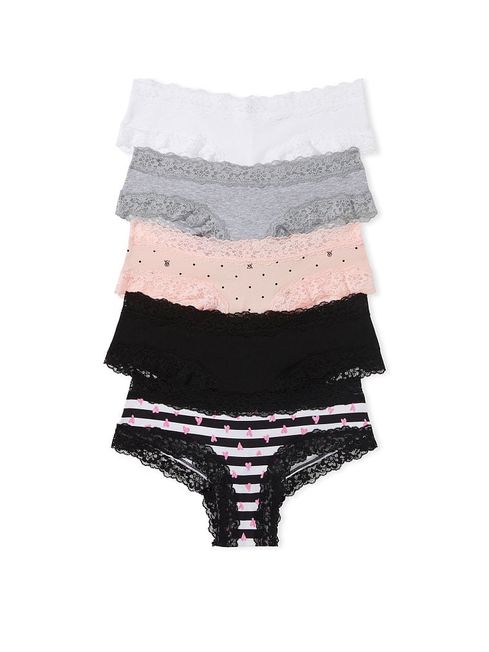 Victoria's Secret Black/Pink/Grey/White Cheeky Cotton Knickers Multipack