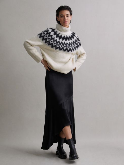 Reiss - amy wool-cashmere blend fair-isle roll neck jumper