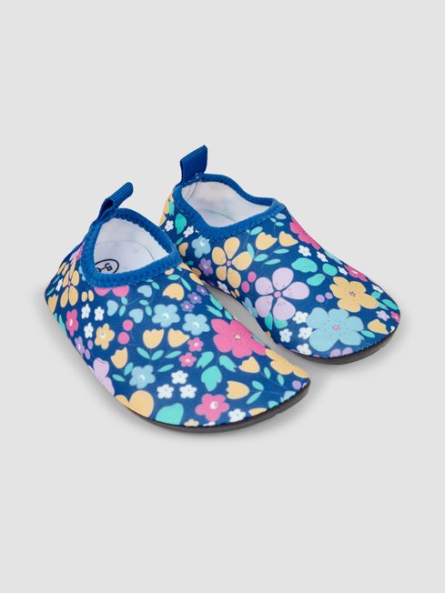 JoJo Maman Bébé Blue Floral Anti-Slip Swim Shoes