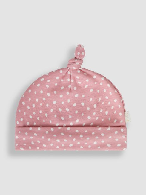 JoJo Maman Bébé Pink Spot Print Cotton Baby Hat