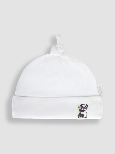 JoJo Maman Bébé Panda Embroidered Cotton Baby Hat