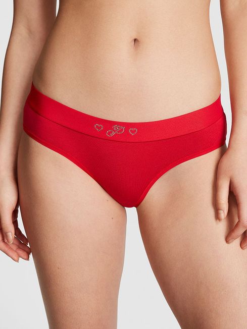 Victoria's Secret PINK Pin Up Red Diamante Cotton Logo Hipster Knickers