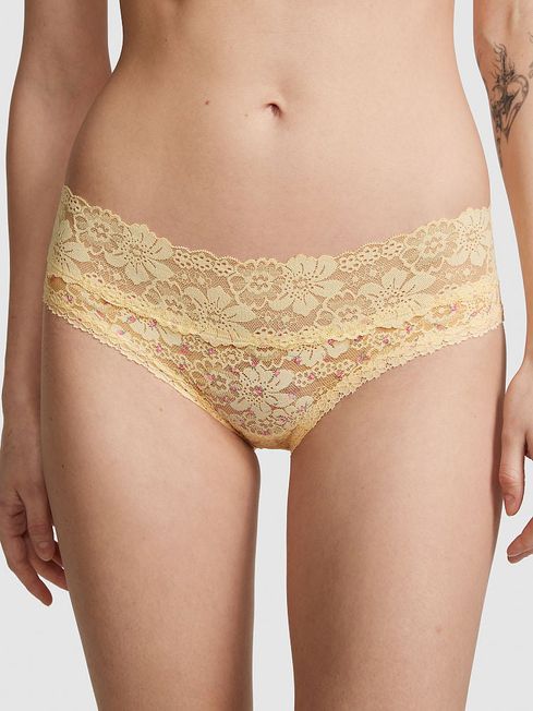 Victoria's Secret PINK Yellow Ditsy Floral Lace Hipster Knickers