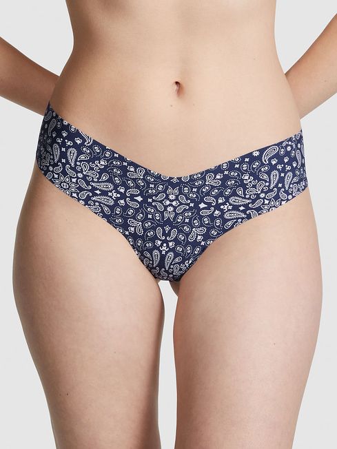 Victoria's Secret PINK Midnight Navy Blue Print No-Show Thong Knickers