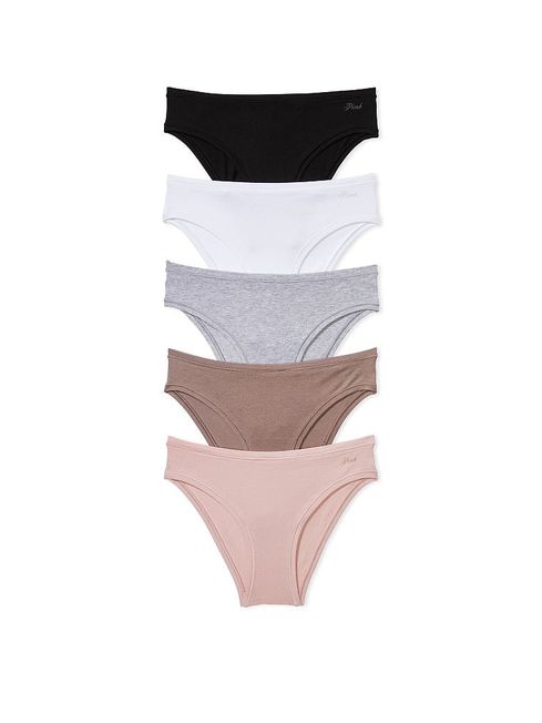 Victoria's Secret PINK Black/White/Grey/Nude Cheeky Multipack Cotton Knickers