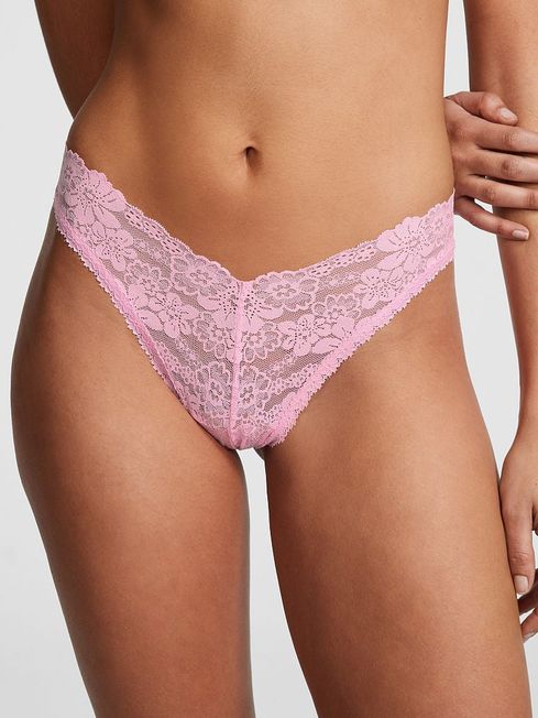 Victoria's Secret PINK Pink Bubble Brazilian Lace Strappy Thong Knickers