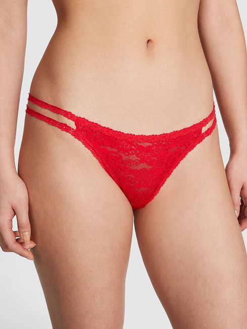Victoria's Secret PINK Red Pepper Thong Lace Strappy Thong Knickers