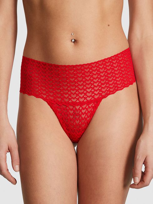 Victoria's Secret PINK Red Pepper Heart Lace Thong Knickers
