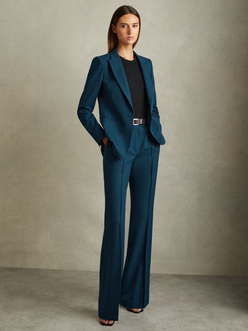Teal suit jacket womens top