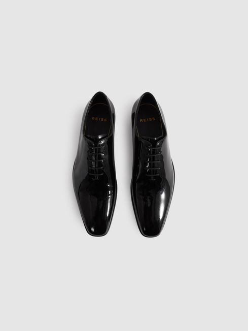 Black patent leather lace up shoes online