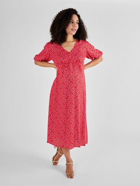 Buy Maternity Midi Tea Dress in Red from the JoJo Maman Bebe UK online shop