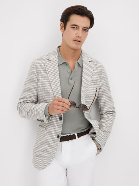 Reiss Soft Grey Nite Slim Fit Wool Blend Single Breasted Blazer