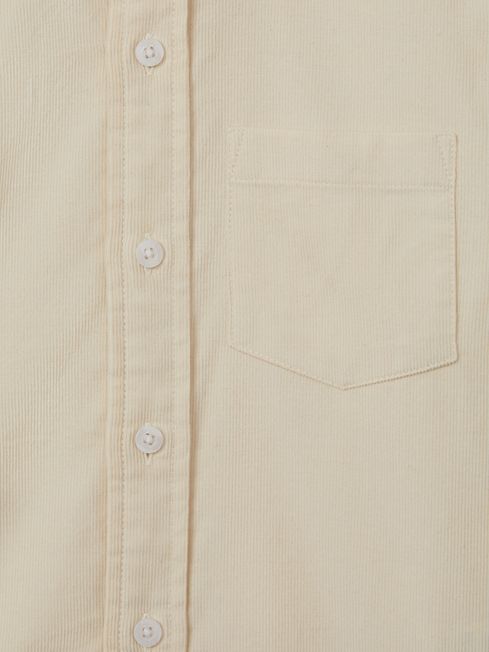 Reiss White Albion Corduroy Cutaway Collar Shirt