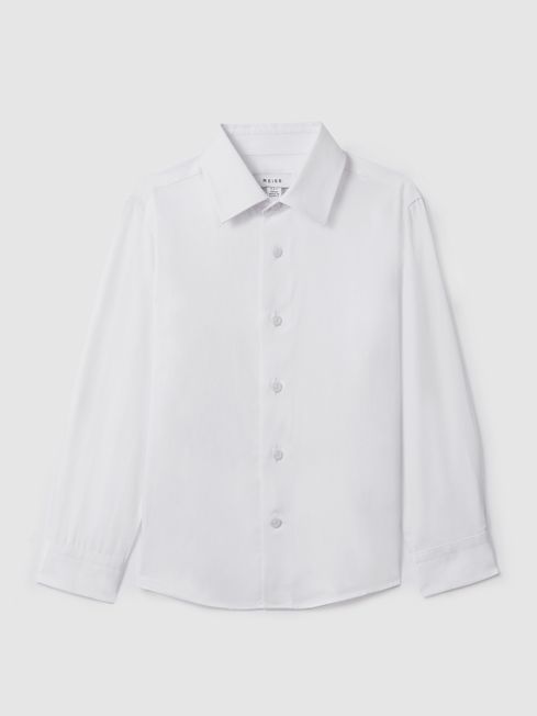Reiss White Remote Teen Slim Fit Cotton Shirt