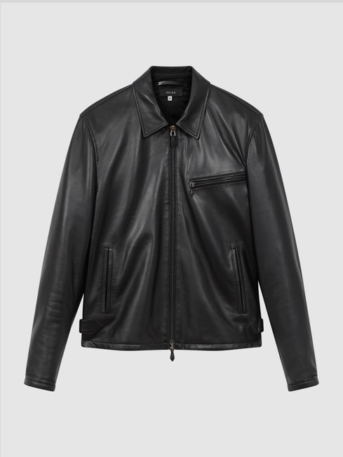 Leather Zip Through Jacket