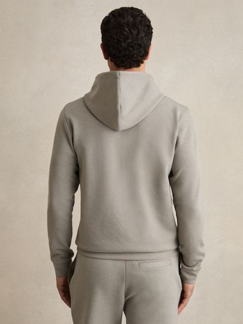 Reiss Taupe Fabien Interlock Jersey Drawstring Hoodie
