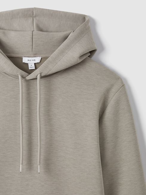 Reiss Taupe Fabien Interlock Jersey Drawstring Hoodie