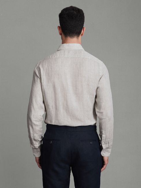 Reiss Stone Ruban Linen Button-Through Shirt