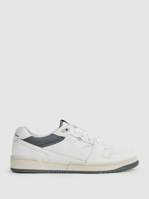 Reiss White Astor Leather Lace-Up Trainers