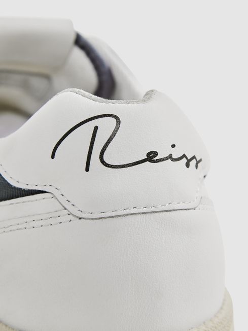 Reiss White Astor Leather Lace-Up Trainers