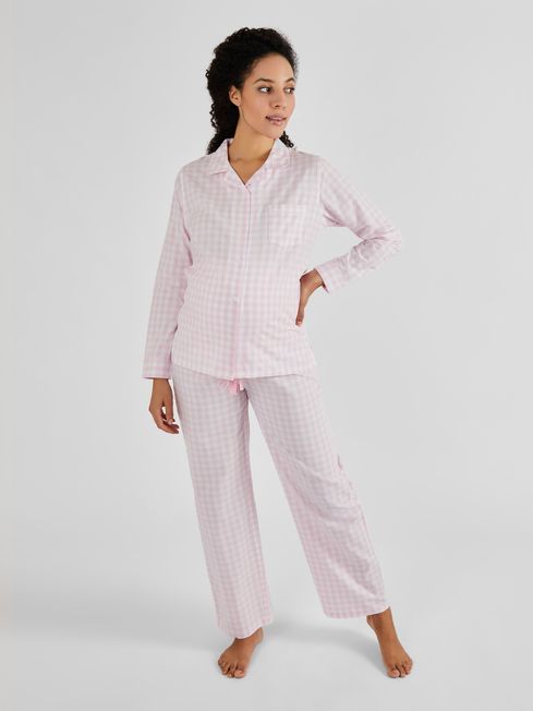 JoJo Maman Bébé Pink Gingham Maternity Pyjamas Set