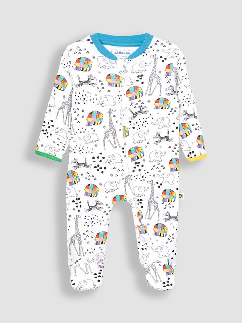 Buy JoJo Maman B b Elmer Print Sleepsuit from the JoJo Maman B b
