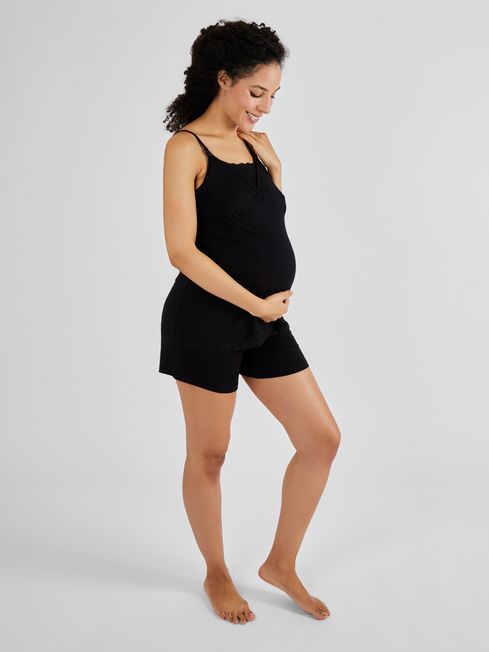 JoJo Maman Bébé Black Camisole Maternity & Nursing Short Pyjamas Set