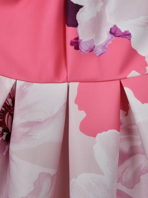 Reiss Pink Rosalind Teen Scuba Floral Print Dress