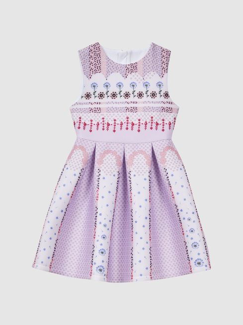 4 9 yrs Scuba Floral Print Dress in Lilac REISS Canada