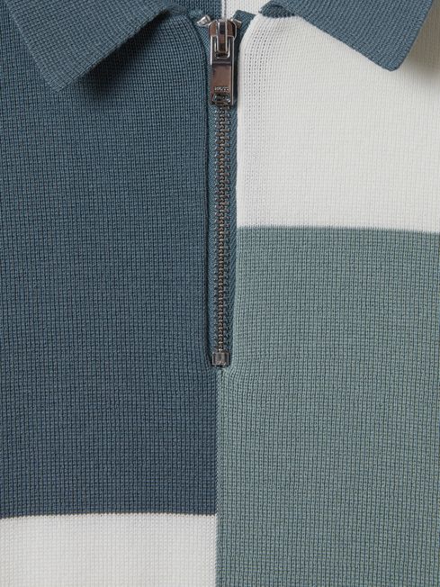 Reiss Sage Delta Senior Colourblock Half-Zip Polo Shirt