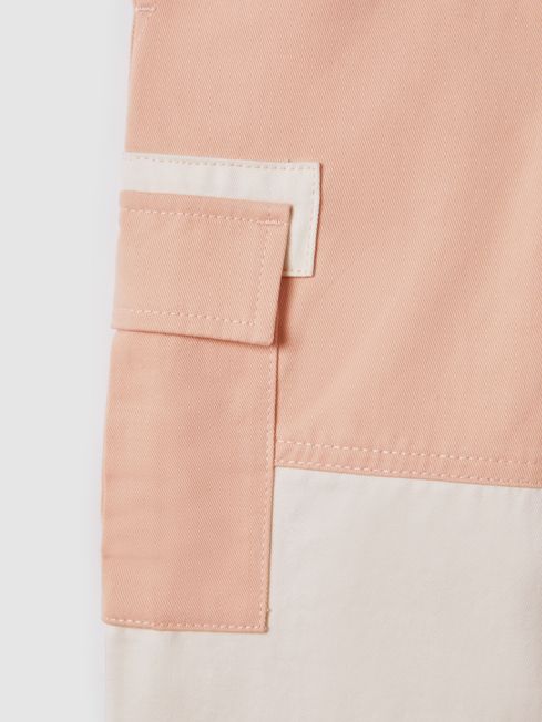 Reiss Pink Adalia Senior Colourblock Elasticated Cargo Jeans