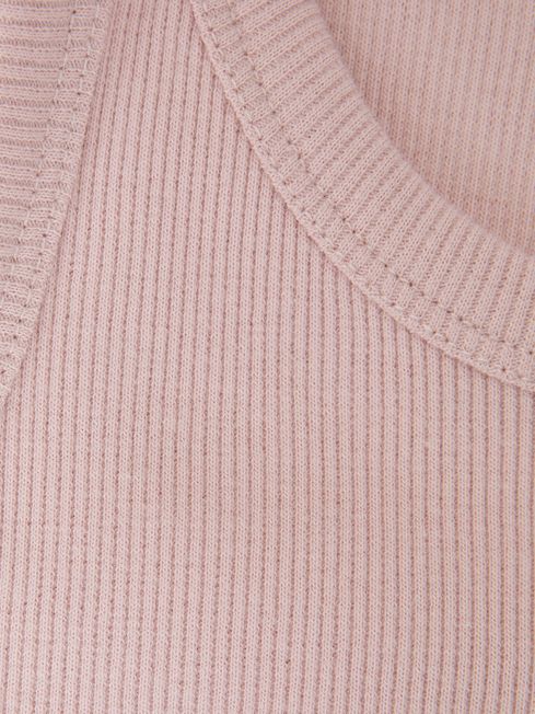 Reiss Pale Pink Violet Senior Cotton Blend Ribbed Vest