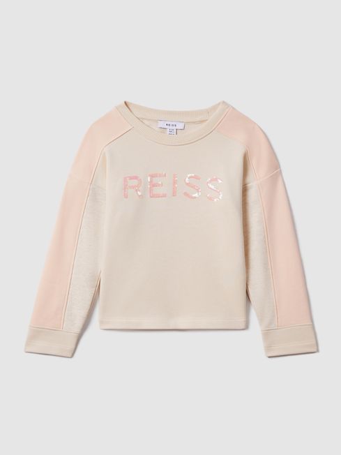 Reiss Pink Ivy Teen Cotton Blend Sequin Sweatshirt