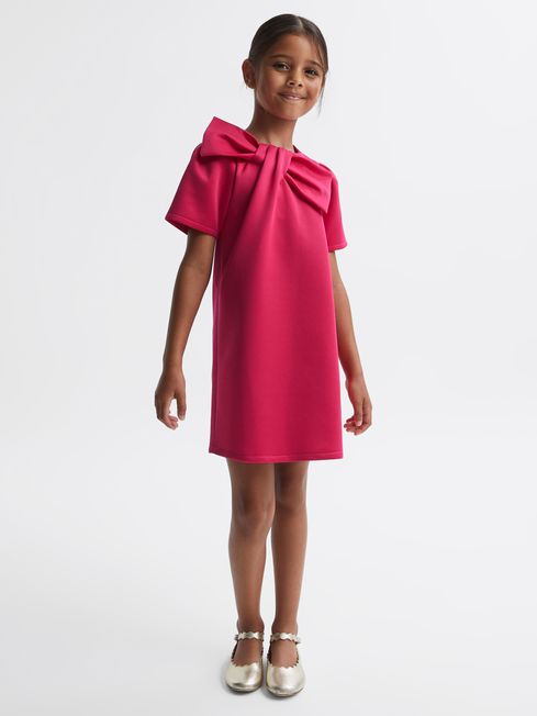 Reiss Pink Felicity Junior Scuba Bow Dress