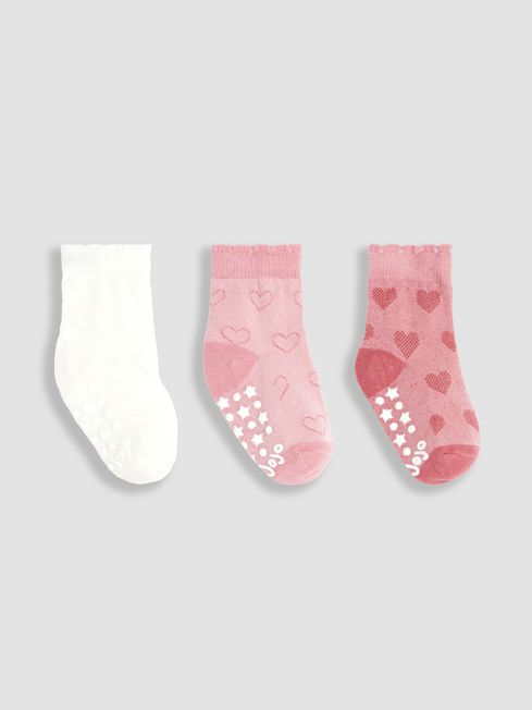 JoJo Maman Bébé Pink 3-Pack Heart Socks