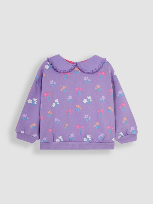 JoJo Maman Bébé Lilac Pretty Floral Sweatshirt With Collar