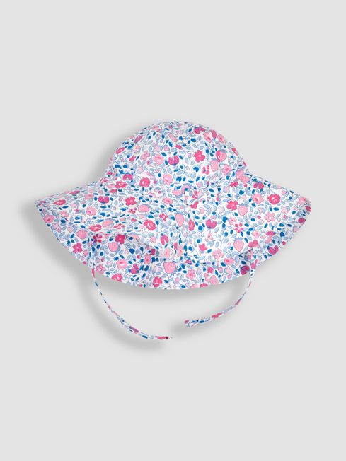 JoJo Maman Bébé Pink Ladybird Ditsy Floral Floppy Sun Hat