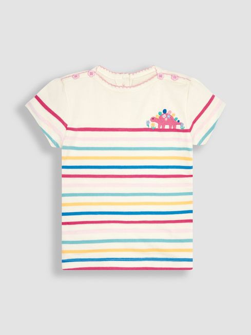 JoJo Maman Bébé Rainbow Dino Pocket Breton T-Shirt
