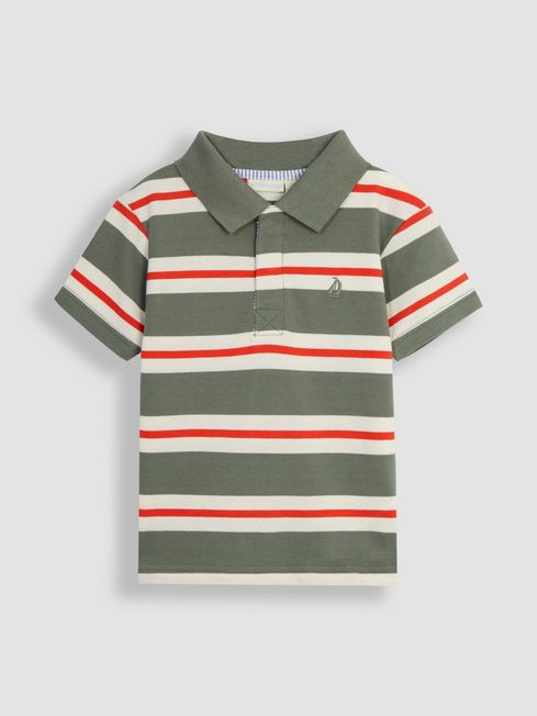 JoJo Maman Bébé Khaki Green Classic Stripe Polo Shirt