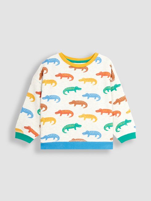 JoJo Maman Bébé Natural Crocodile Crew Neck Jersey Sweatshirt