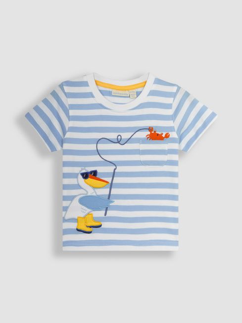 JoJo Maman Bébé Blue Pelican Appliqué Pocket T-Shirt