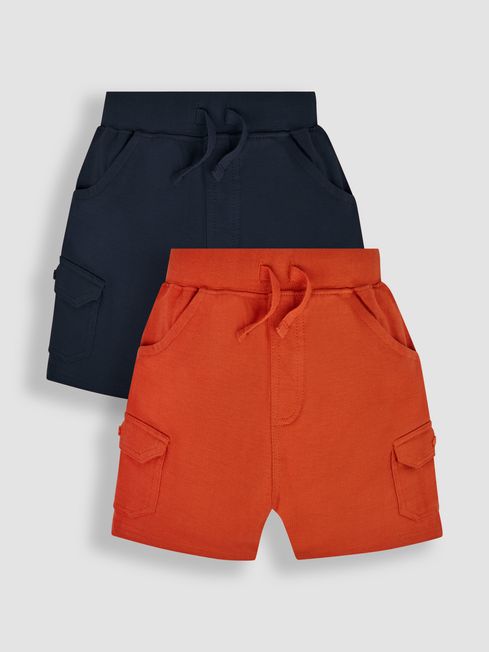 JoJo Maman Bébé Orange 2-Pack Jersey Cargo Shorts