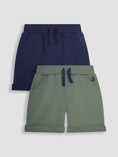 JoJo Maman Bébé Khaki Green 2-Pack Jogger Shorts
