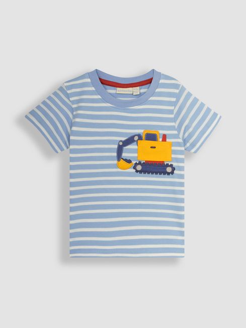JoJo Maman Bébé Blue Digger Appliqué Pocket T-Shirt
