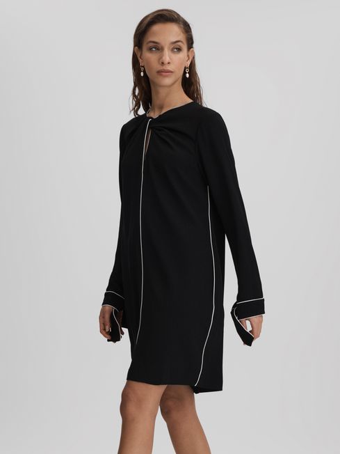 Reiss Black Eloise Shift Mini Dress