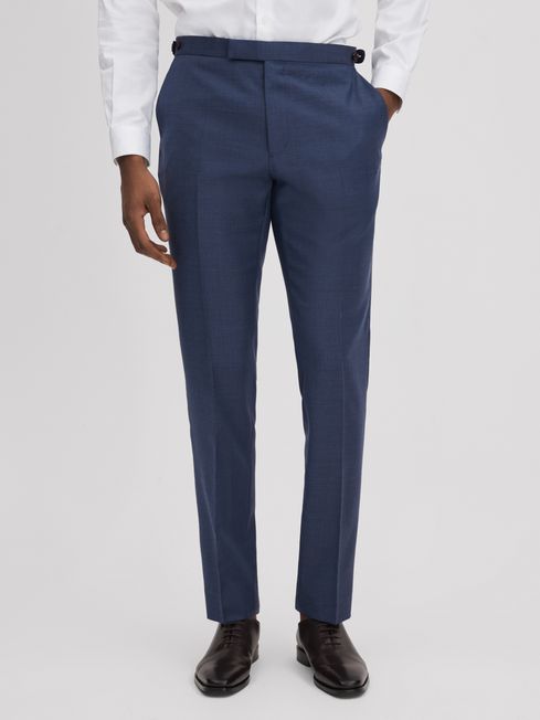 Reiss Bright Blue Harrison Slim Fit Wool Adjuster Trousers
